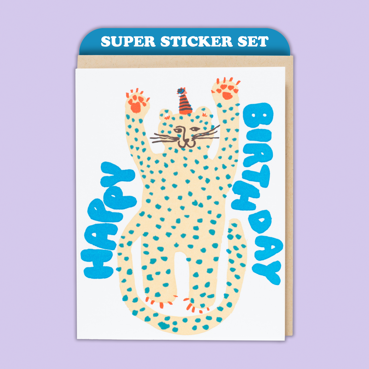 Card & Sticker Sheet Set - Party Cheetah Bday