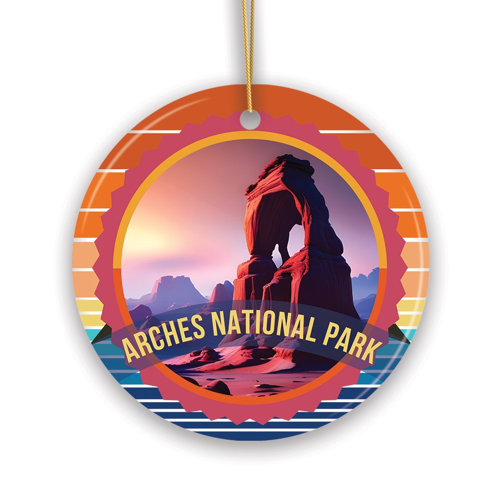 Arches National Park Retro Style Ornament, Utah Tourist Attraction and Gift
