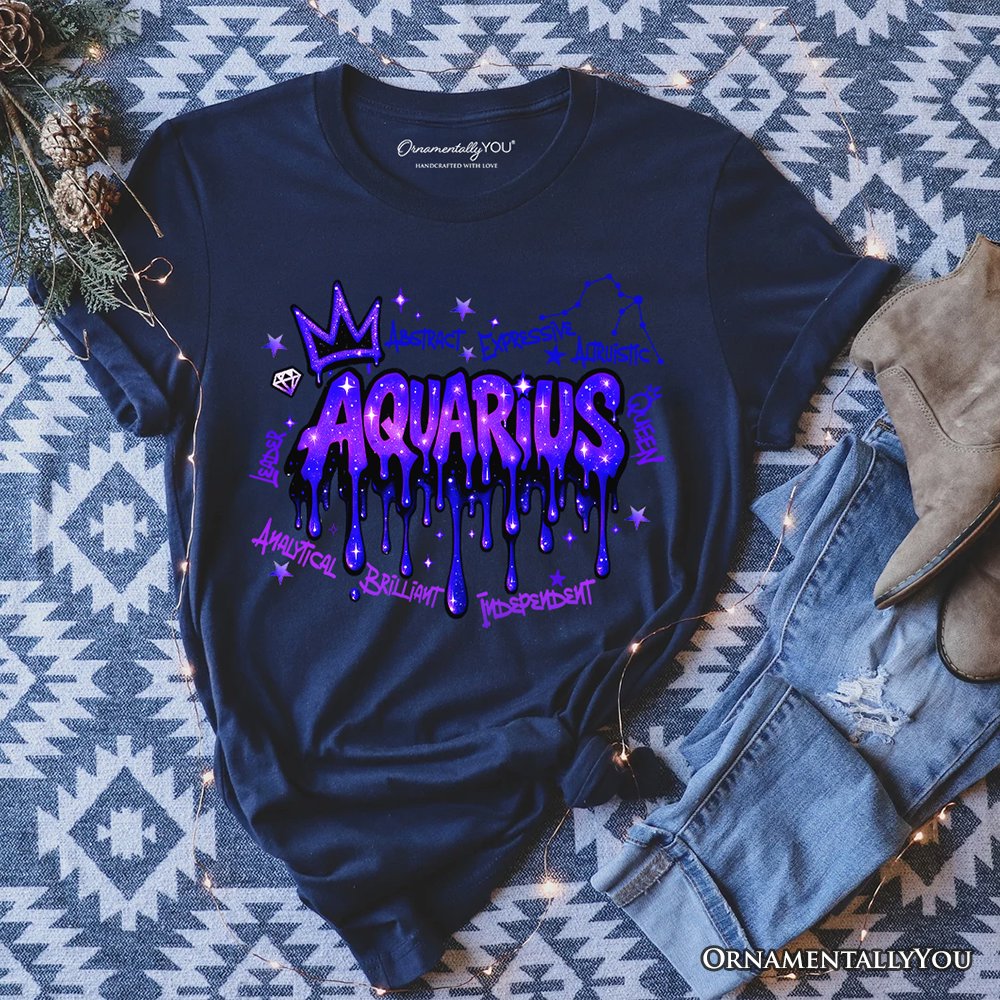 Aquarius Graffiti Zodiac T-Shirt, Street Style Astrology Horoscope Tee