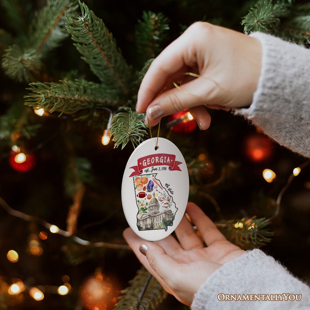 Artistic Georgia State Themes and Landmarks Christmas Ornament