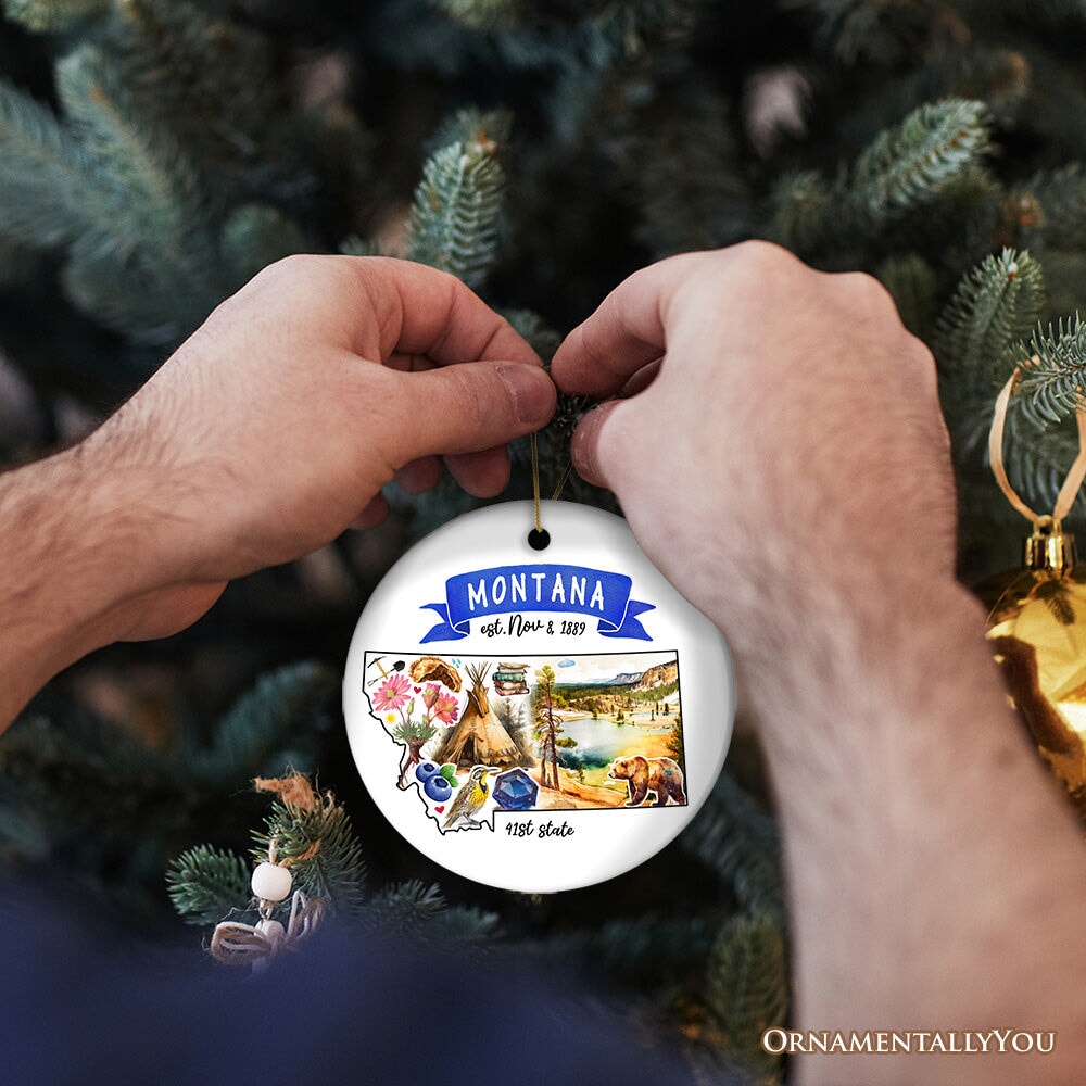 Artistic Montana State Themes and Landmarks Christmas Ornament