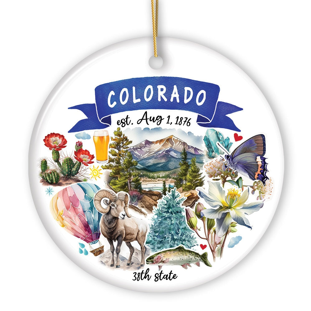Artistic Colorado State Themes and Landmarks Christmas Ornament