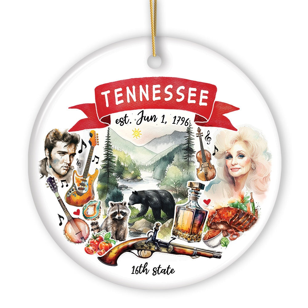 Artistic Tennessee State Themes and Landmarks Christmas Ornament