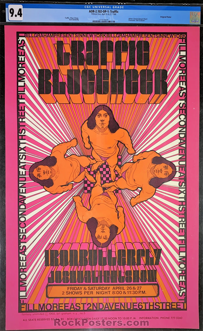 AUCTION - AOR 2.102 - Traffic - 1968 Poster - Fillmore East - CGC Graded 9.4