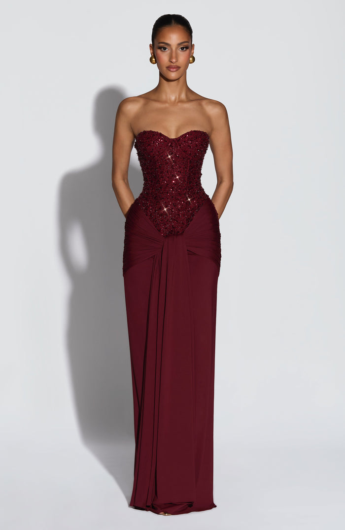 Carina Maxi Dress - Burgundy