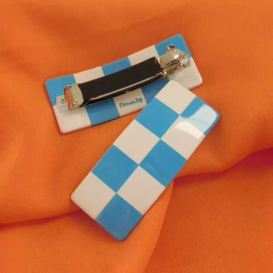 Checker Clip in Blue/White