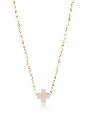 enewton: 16" Necklace Gold - Signature Cross Off White - B Social Boutique
