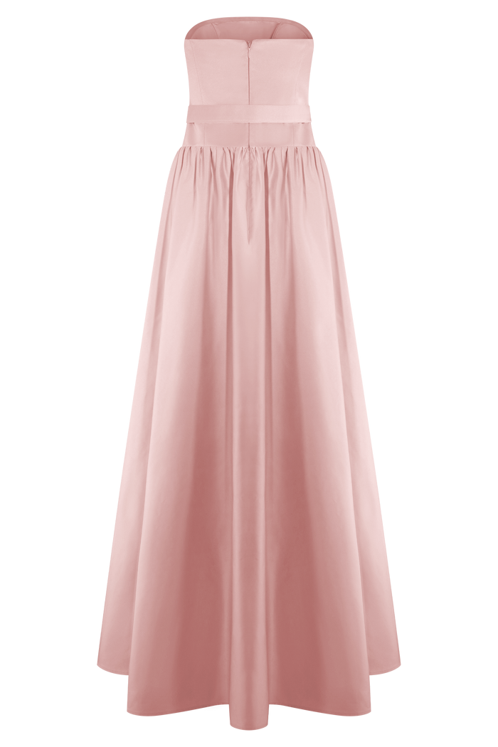 Florence Strapless Belted Maxi Dress - Baby Pink