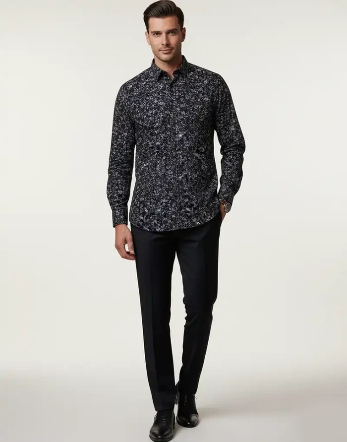 MENS LONG SLEEVE PRINTED SHIRT