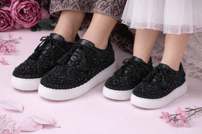 Mommy & Me Sneakers-9-Black ( 1.5 Inch Sole)