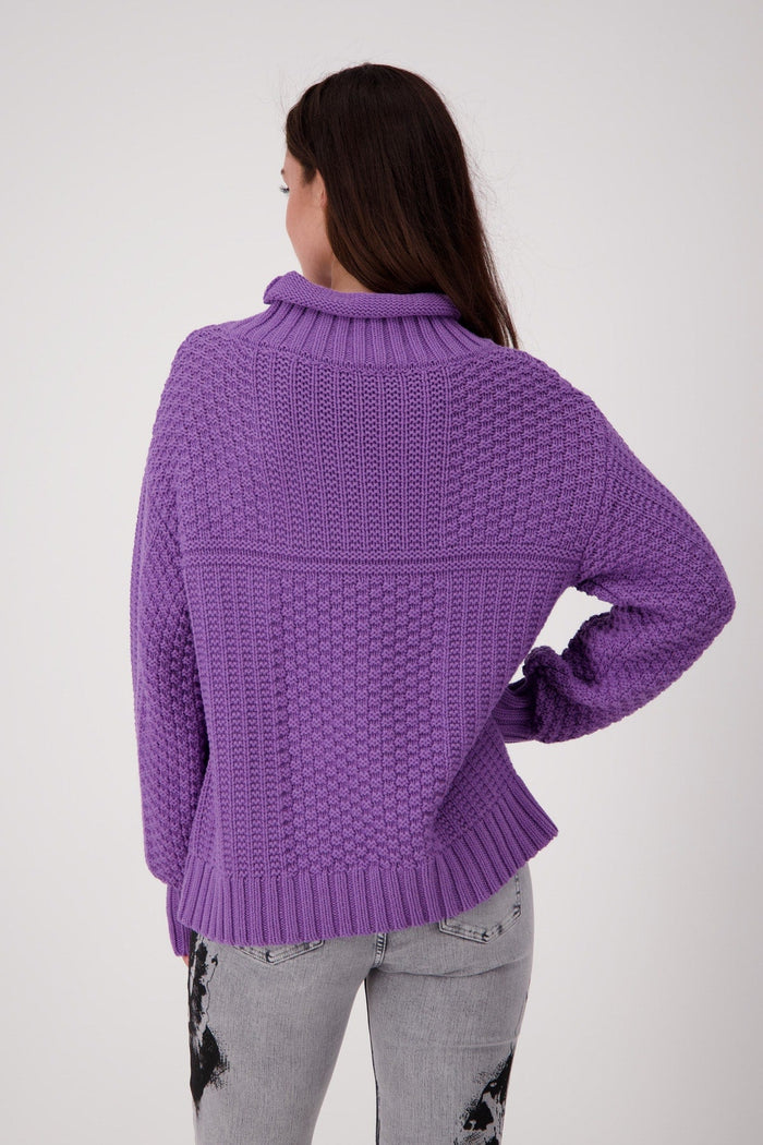 Monari 806694 Violet Stand up Collar Jumper Dotique back