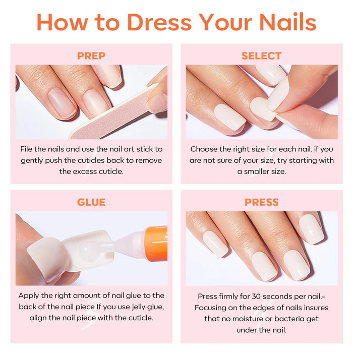 Modelones French Press On Nailsl #neutral french