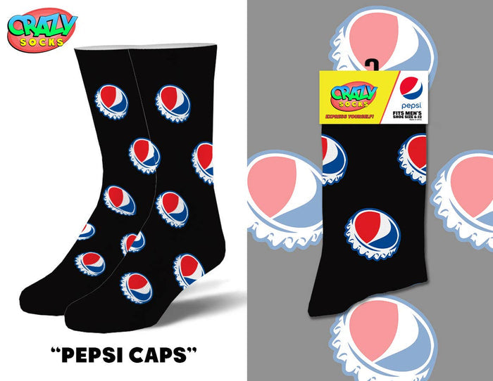 Pepsi Caps - Mens Crew Folded - Premium from Crazy Socks - Just $8! Shop now at Pat's Monograms