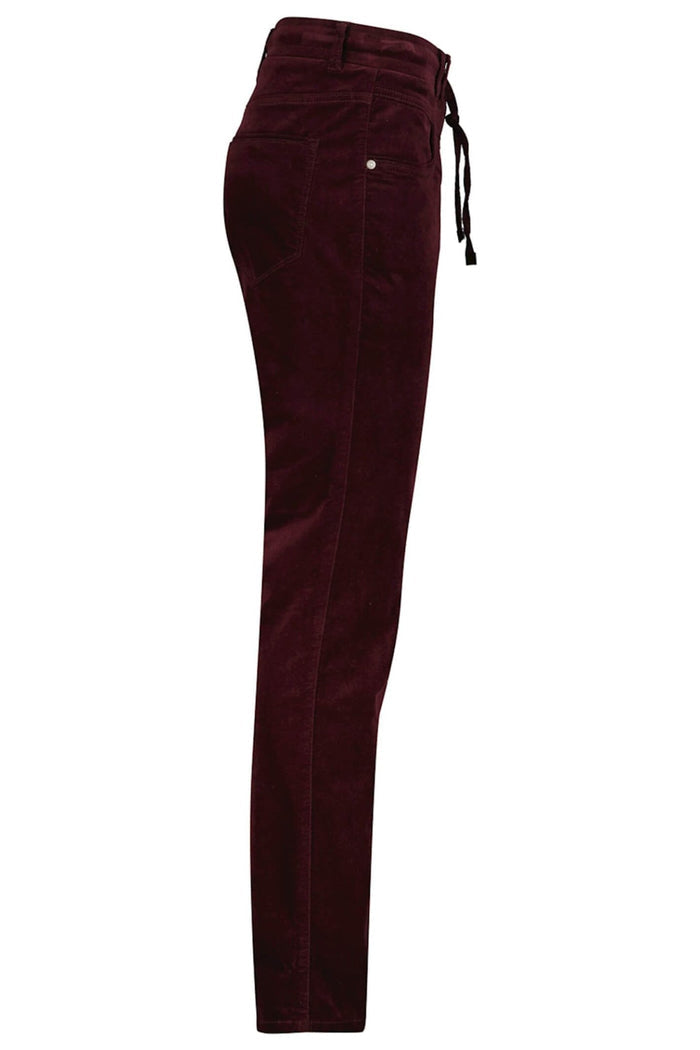 Red Button SRB4052 Tessy Aubergine Red Velvet Pull-On Trousers - Dotique