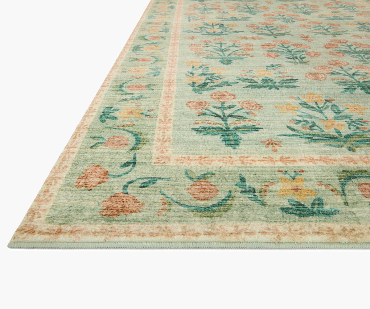 Eden Mughal Rose Power Loomed Rug - Moss