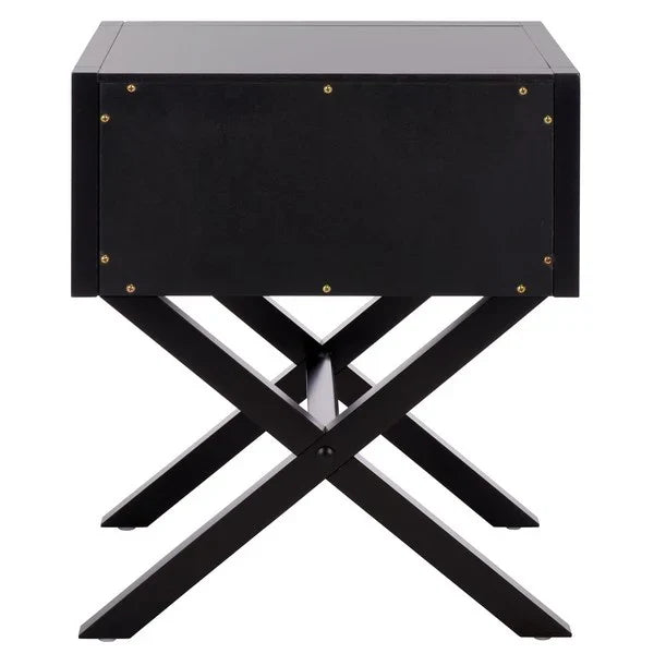 Sadie Wood Nightstand in Black