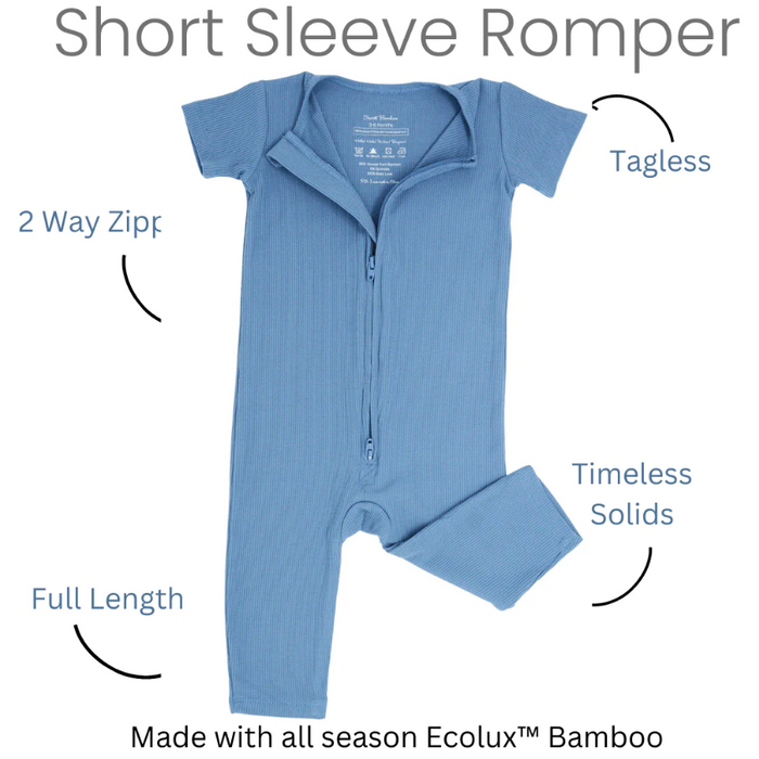 Short Sleeve Romper - Whispery White Ribbed - Premium from Sweet Bamboo - Just $38.0! Shop now at Pat's Monograms