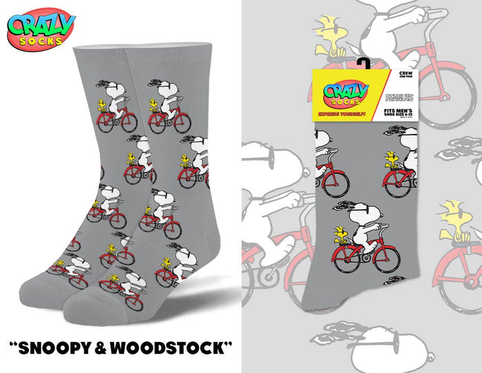 Snoopy & Woodstock - Mens Crew Folded - Premium from Crazy Socks - Just $8! Shop now at Pat's Monograms