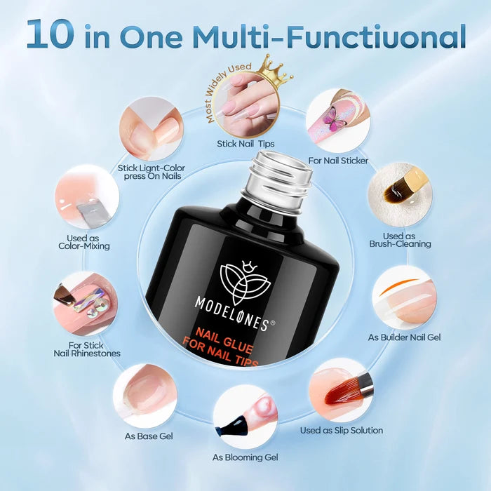 10-in-1 No Wipe Nail Glue For Tips Duo 15ml Nail Glue MODELONES #1pc