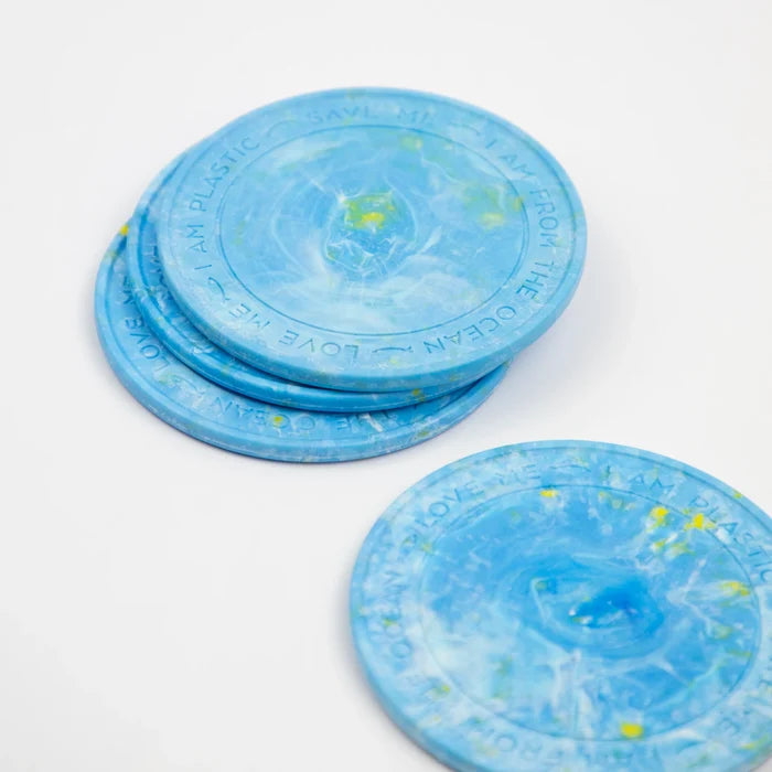 100% Recycled Wild Sea Plastic Round Coasters Set of 4