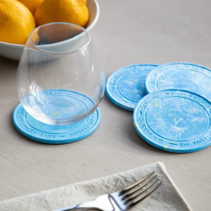 100% Recycled Wild Sea Plastic Round Coasters Set of 4