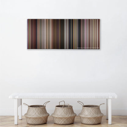 13 Going on 30 color palette canvas above a white bench with three woven baskets