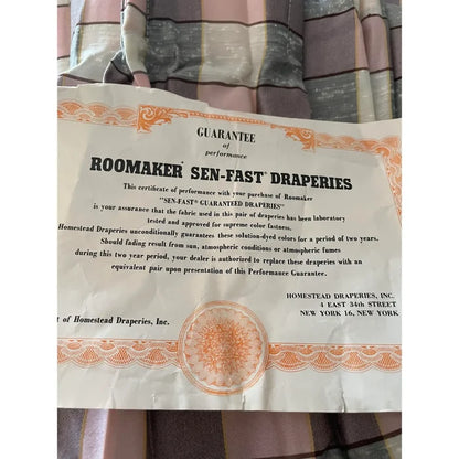 1950’s Pink Plaid Drapery Panel - Annabel Bleu