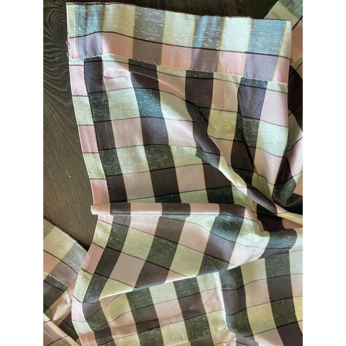 1950’s Pink Plaid Drapery Panel - Annabel Bleu