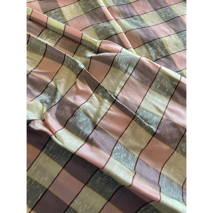 1950’s Pink Plaid Drapery Panel - Annabel Bleu