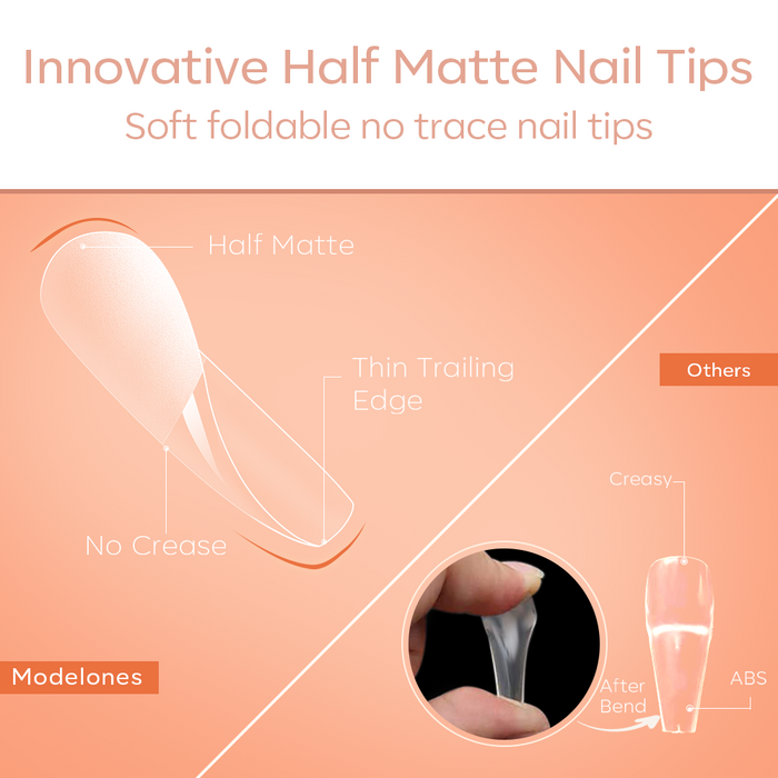 200Pcs Semi-Frosted Coffin Full Cover Nail Tips Nail Tip MODELONES #