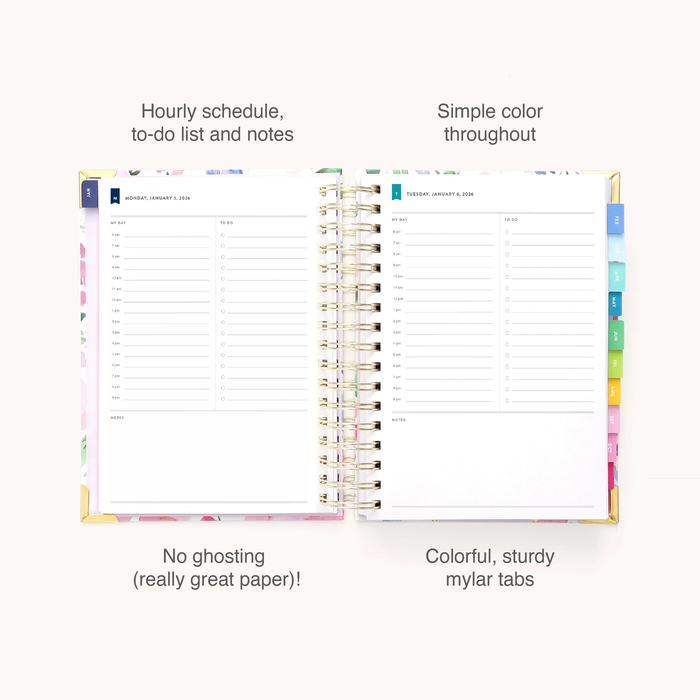 2026 Spiral Daily Simplified Planner - Cottage Floral