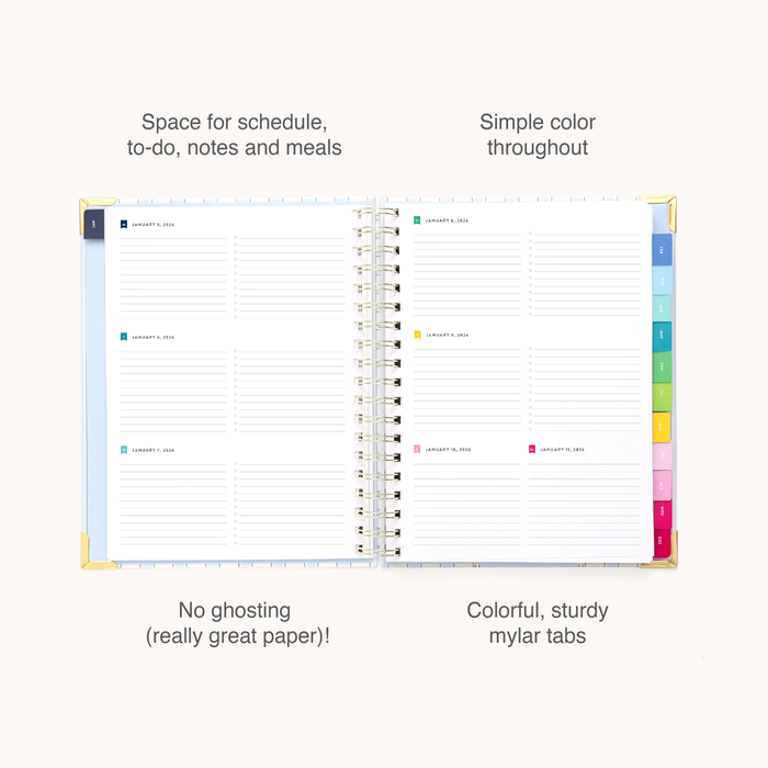 2026 Spiral Weekly Simplified Planner - Serene Stripe