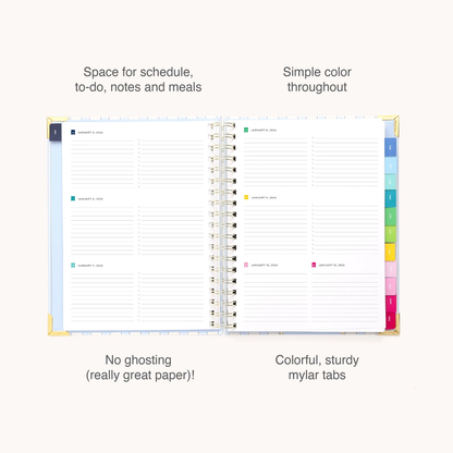 2026 Spiral Weekly Simplified Planner - Serene Stripe