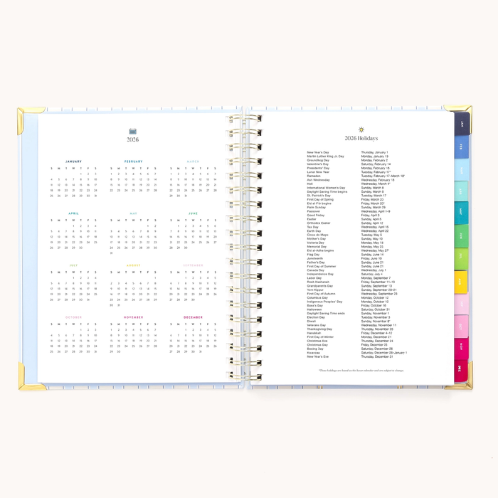 2026 Spiral Weekly Simplified Planner - Serene Stripe