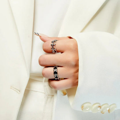 2Pcs Vintage Silver Knuckle Rings Set MO Gift MODELONES #