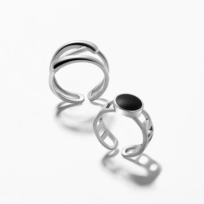 2Pcs Vintage Silver Knuckle Rings Set MO Gift MODELONES # 0003