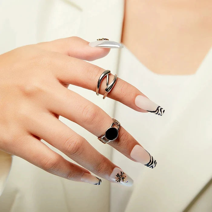 2Pcs Vintage Silver Knuckle Rings Set MO Gift MODELONES #