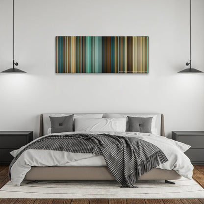 300: Rise of an Empire color palette canvas above a bed, between two black pendant lamps