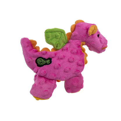 GoDog Dragons Squeaky Plush Dog Toy Pink Small