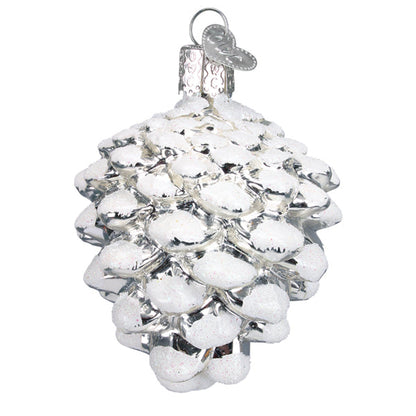 Snow-capped Silver Snowy Cone Ornament