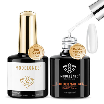 7 in 1 Builder Nail Gel & Top Coat Set 10ml - Clear Builder Gel MODELONES #