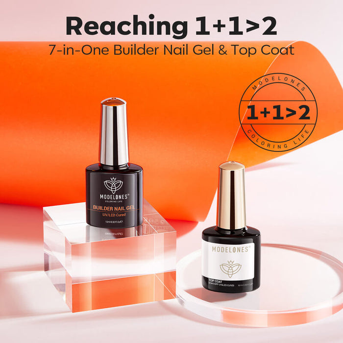 7 in 1 Builder Nail Gel & Top Coat Set 10ml - Clear Builder Gel MODELONES #
