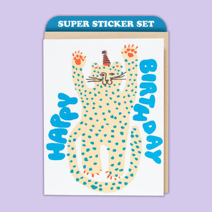 Card & Sticker Sheet Set - Party Cheetah Bday