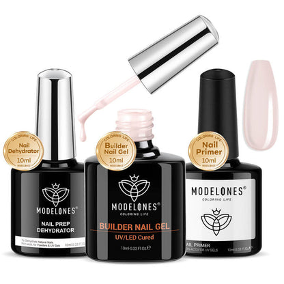 8-In-1 Builder Nail Gel & Dehydrator & Primer Set 10ml - Nude Pink Builder Gel MODELONES #