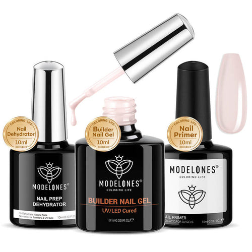 8-In-1 Builder Nail Gel & Dehydrator & Primer Set 10ml - Nude Pink Builder Gel MODELONES #