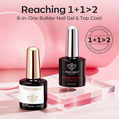 8 in 1 Builder Nail Gel & Top Coat Set 10ml - Nude Pink Builder Gel MODELONES #