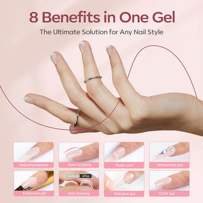 8 in 1 Builder Nail Gel & Top Coat Set 10ml - Nude Pink Builder Gel MODELONES #