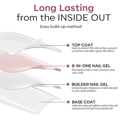 8 in 1 Builder Nail Gel & Top Coat Set 10ml - Nude Pink Builder Gel MODELONES #
