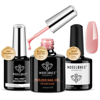 8-In-1 Builder Nail Gel & Dehydrator & Primer Set 10ml - Rose Builder Gel MODELONES #