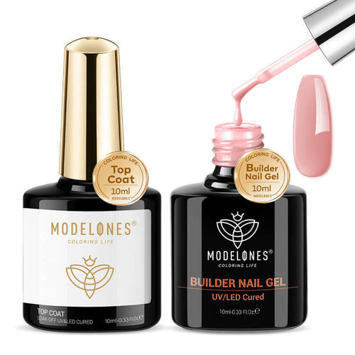 8 in 1 Builder Nail Gel & Top Coat Set 10ml - Rose Builder Gel MODELONES #